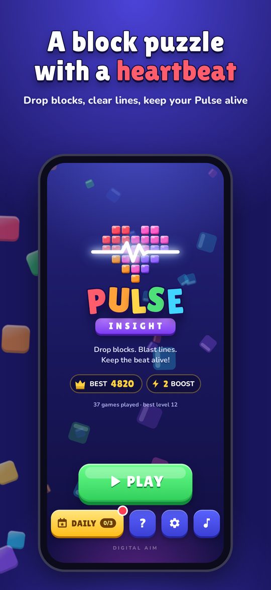 A block puzzle with a heartbeat