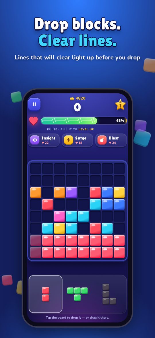 Drop blocks and clear lines